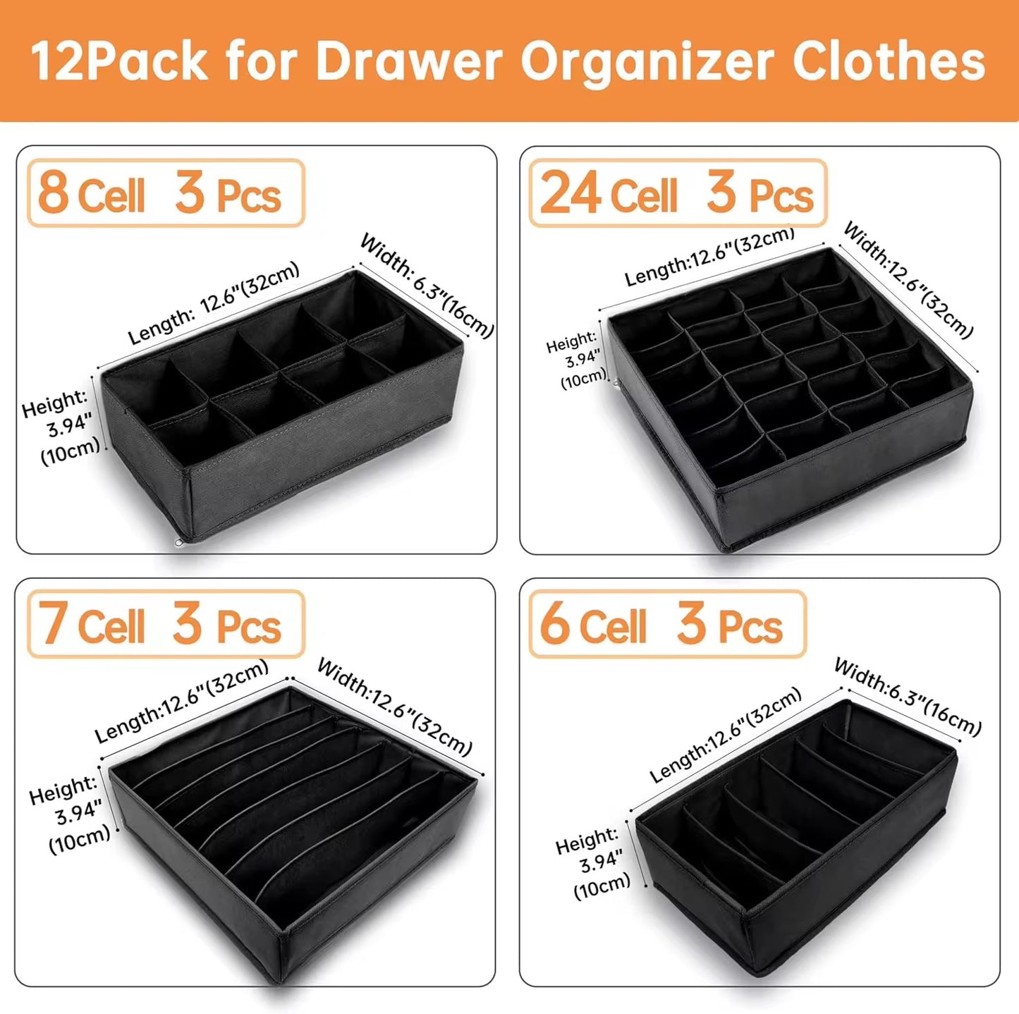 4 Pack Underwear Organizer Set