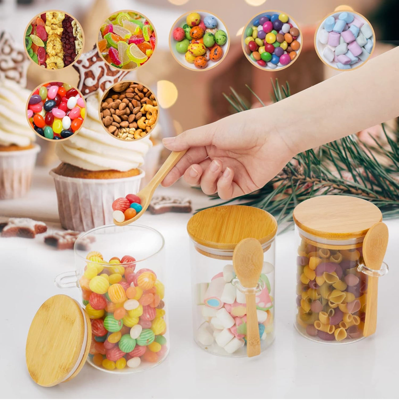 3 Piece Borosilicate Jar with Wooden Spoon