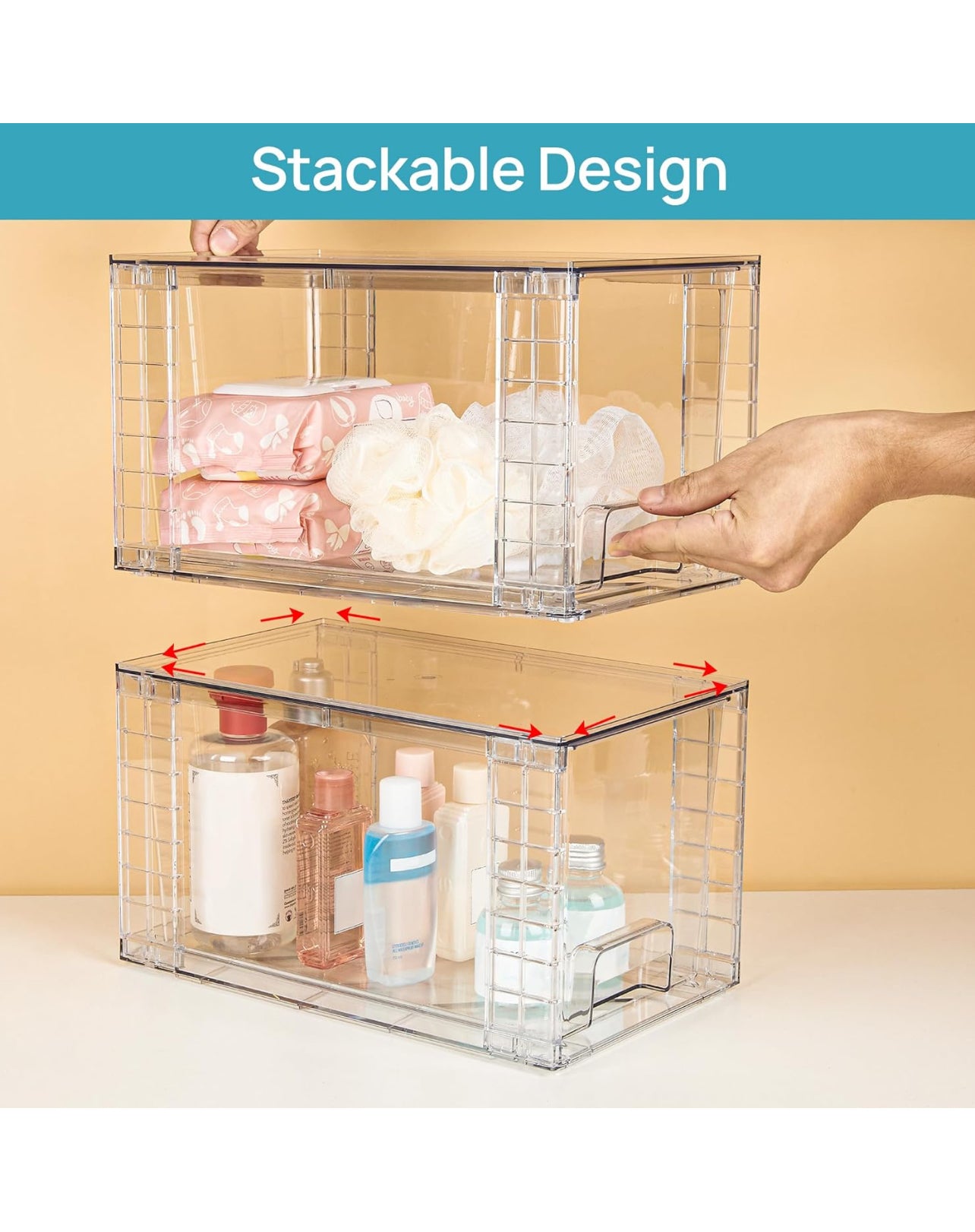 Two Large Stackable Storage Drawer