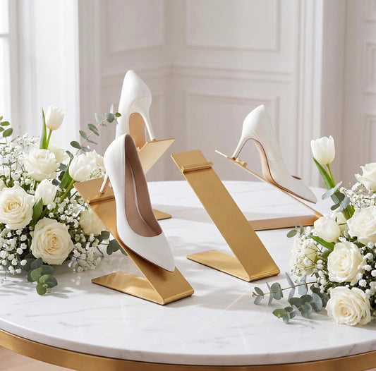 2 piece Shoe Display Stand (Gold)