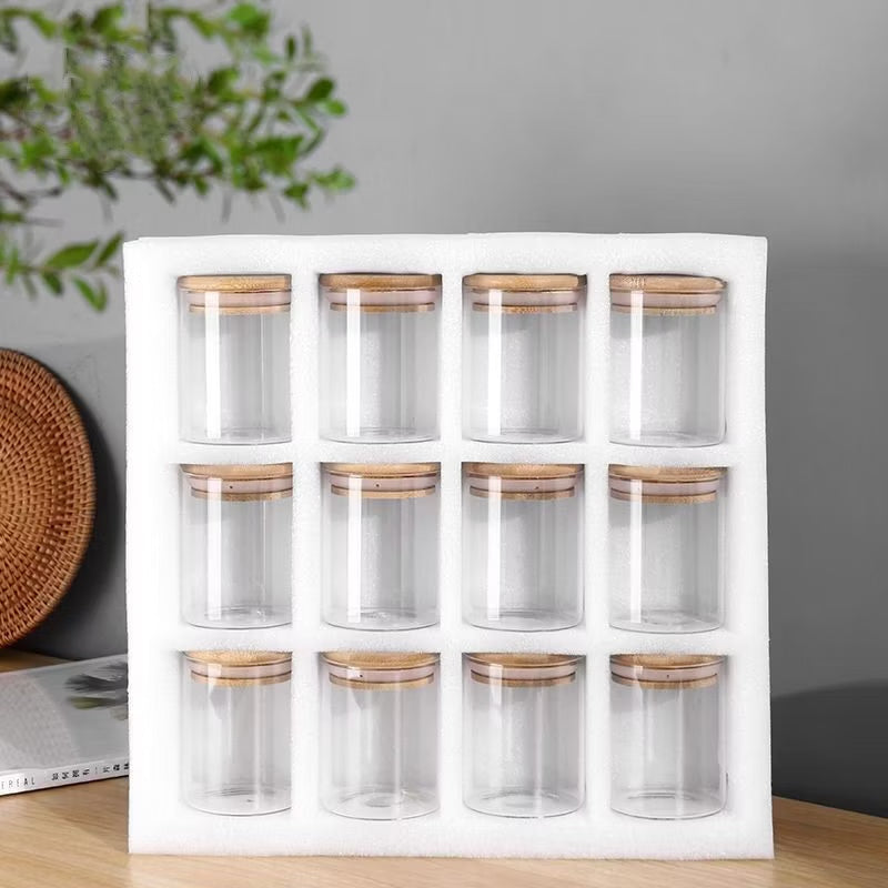 12 mini spice jars with bamboo lid