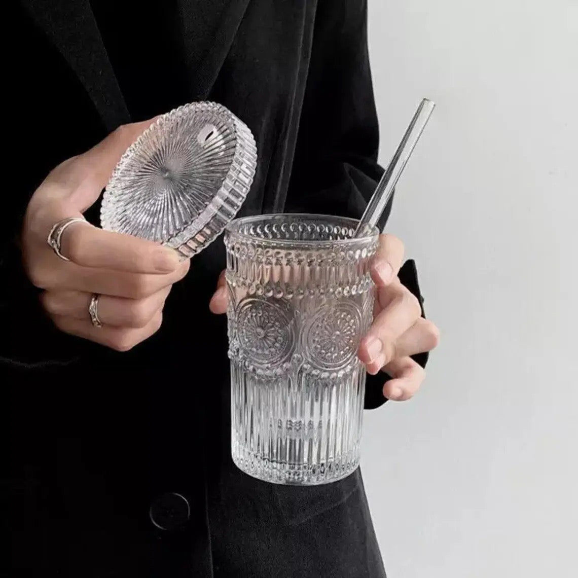 Glass Cup With Straw